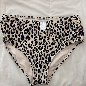 Kona Sol Leopard Print Bikini Bottoms - Black and Tan